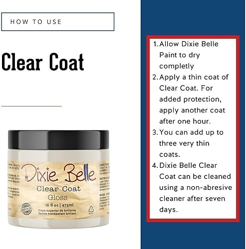 Miniatura 2 de Dixie Belle Paint Company  Capa transparente brillante (16 onzas)  Capa superior acrílica con acabado brillante  Acabado de pintura para muebles