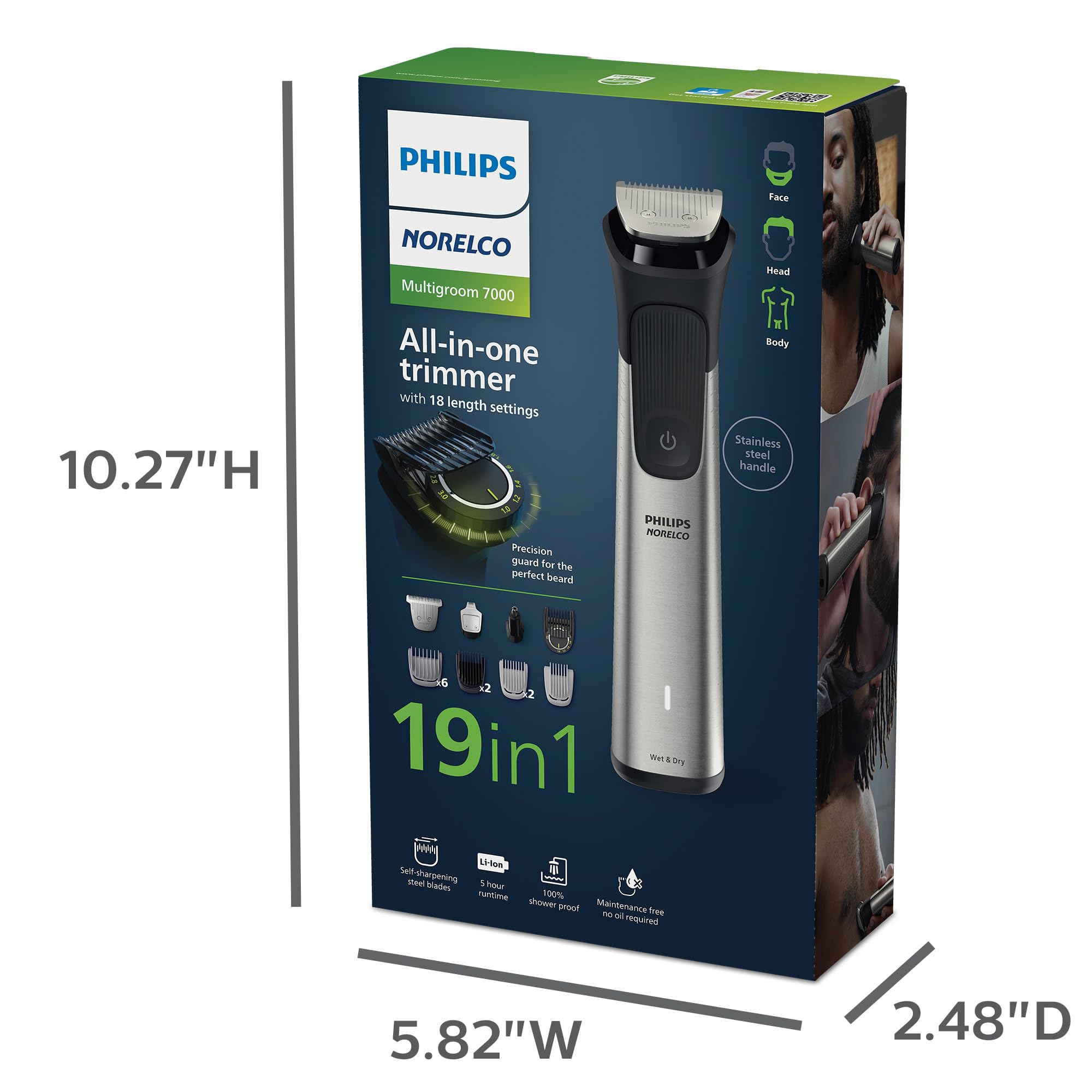 Multigroom Series 7000 , Men's Electric Trimmer, MG7900/49 - The Precision Trimming Guard Provides 5x More Precision Settings Vs The Predecessor , Includes Body Combs For Body And Intimate Grooming