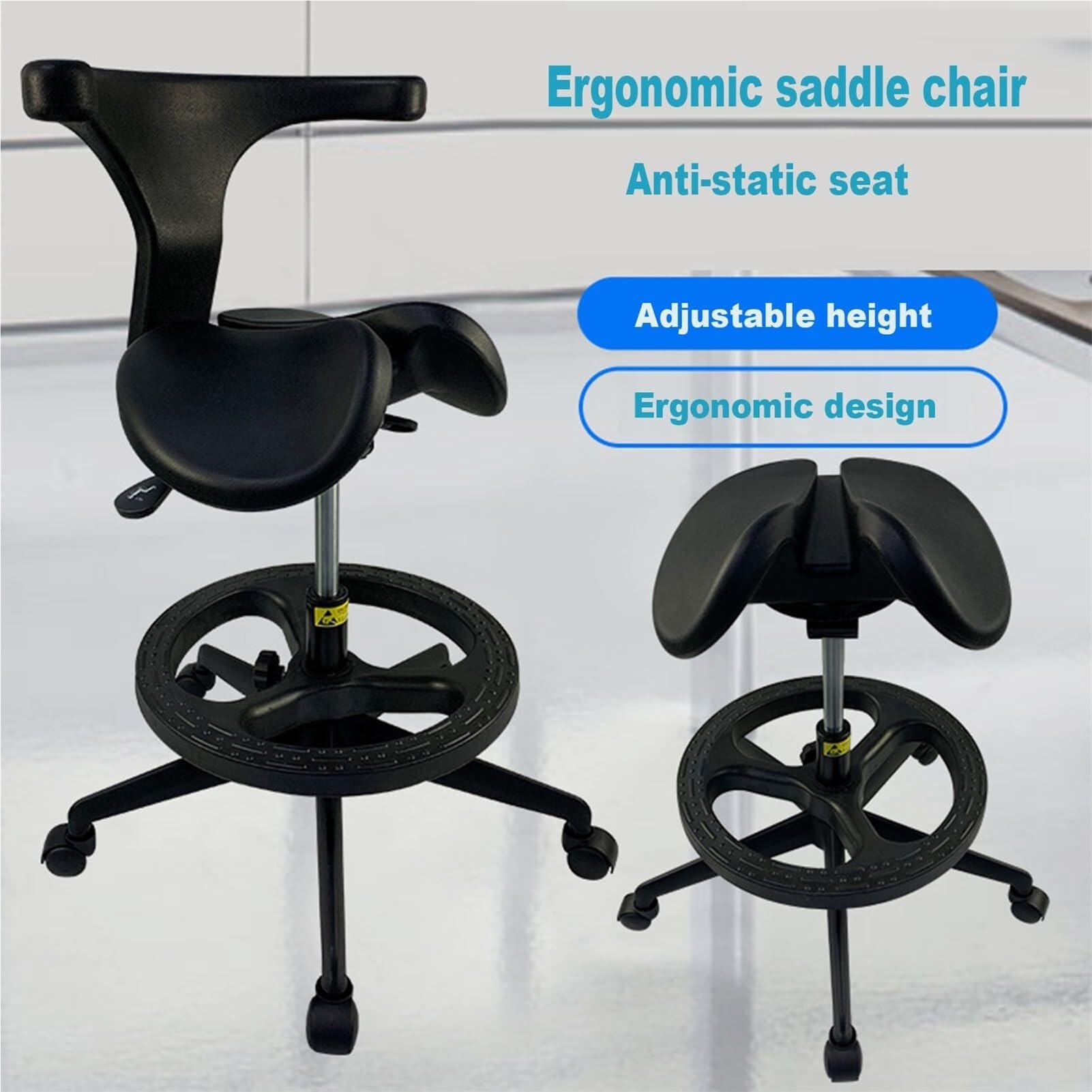 Sgabello a sella rotolante con sedile diviso Sedia da salone Sgabello ergonomico regolabile Sedia a sella girevole(B2)
