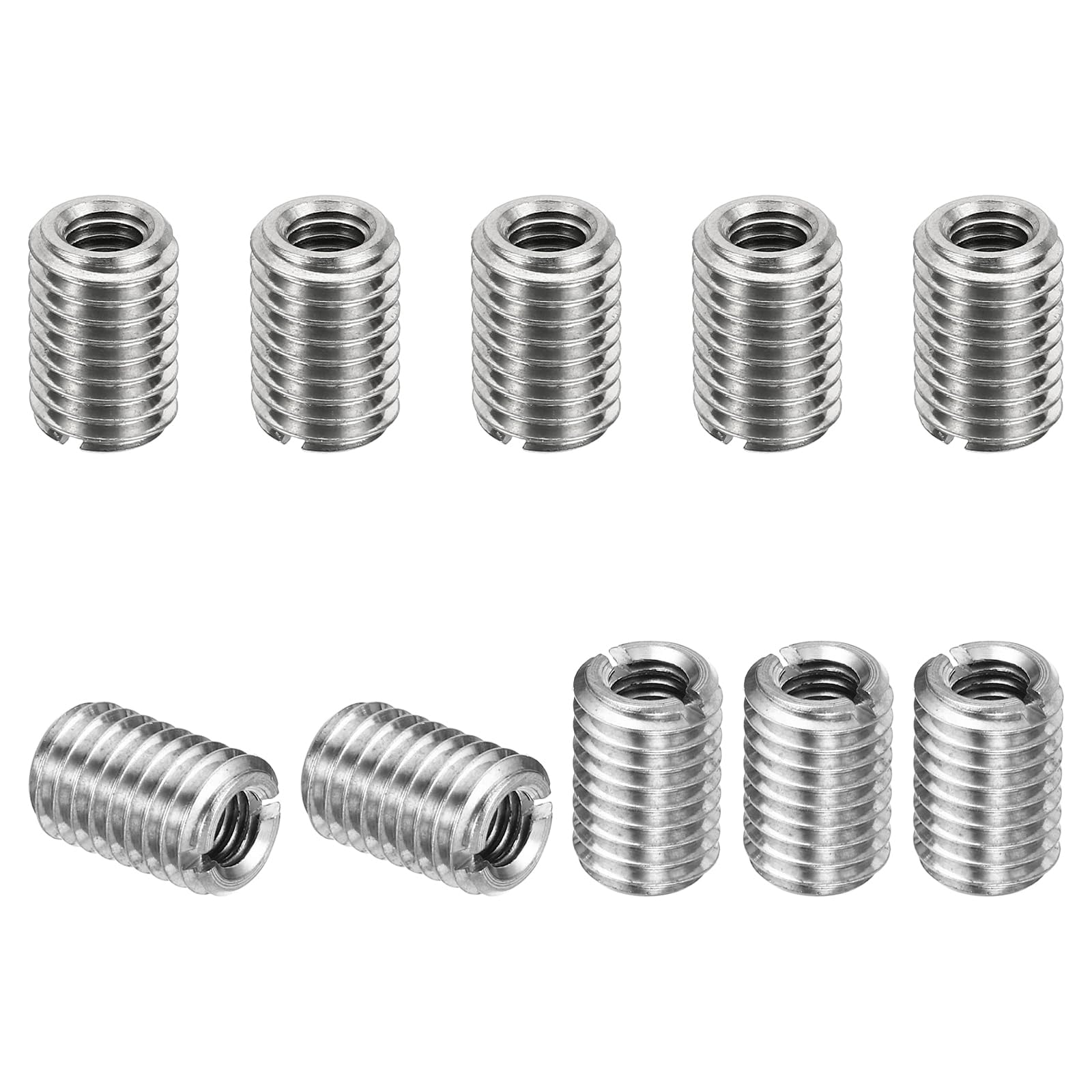 TOP-VIGOR 10 Pcs Thread Adapters Sleeve Reducing Nut, M10 x 1.5 Male to M6 x 1 Female Repairing Insert Nut Screw Reducer 303 Stainless Steel for Metal & Automotive Fixes (15mm Long) — image 1