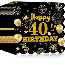 40pcs 40th Birthday Paper Napkins,13 x 13 inch Black and Gold Scalloped Dessert Cocktail Napkins Disposable Party Men Women Napkins 40th Birthday Decorations