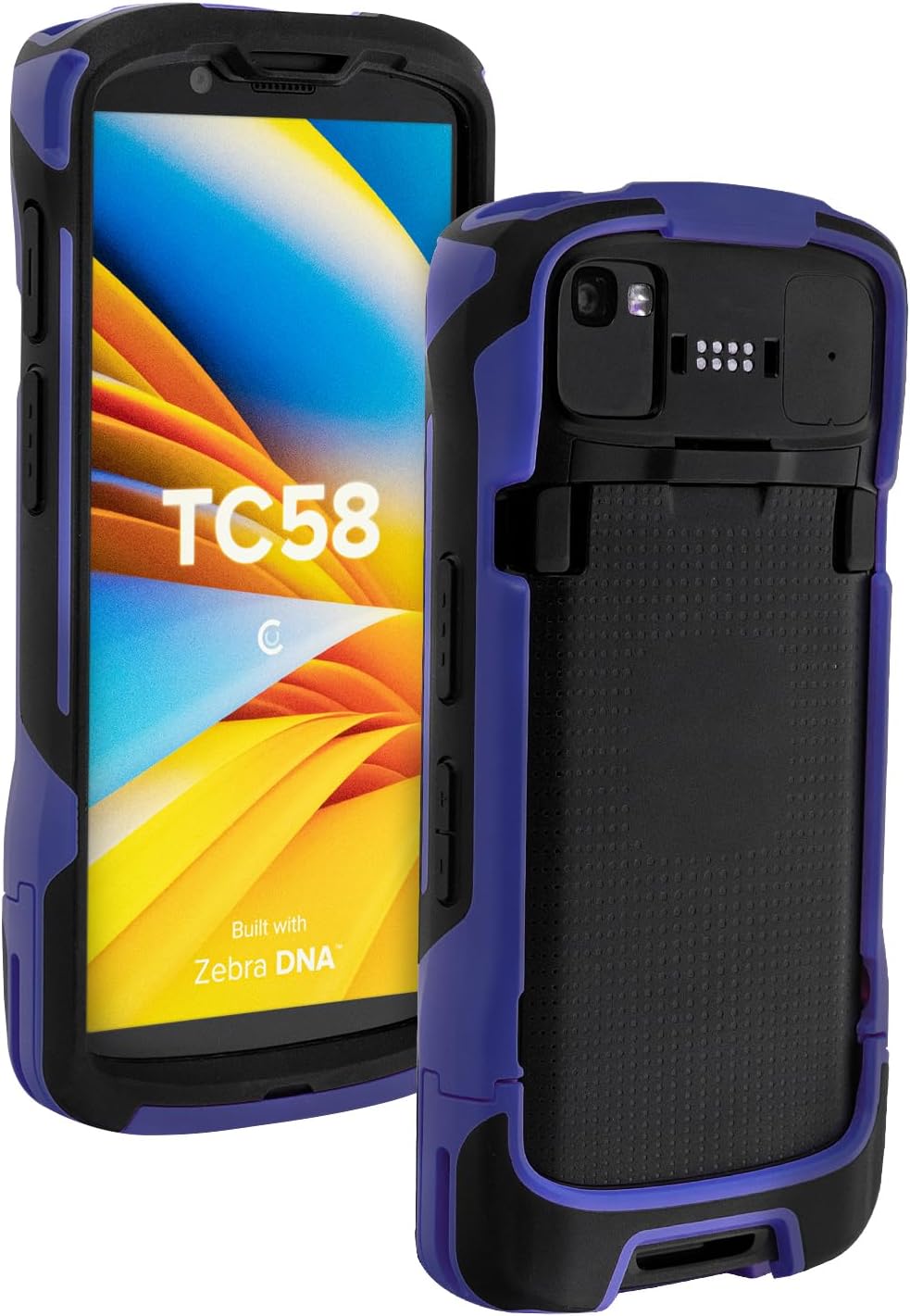 Protective Case Bumper Cover for Zebra Symbol TC53 TC58 Handheld Barcode Scanner Mobile Computer, Rugged OEM Case Blue & Black