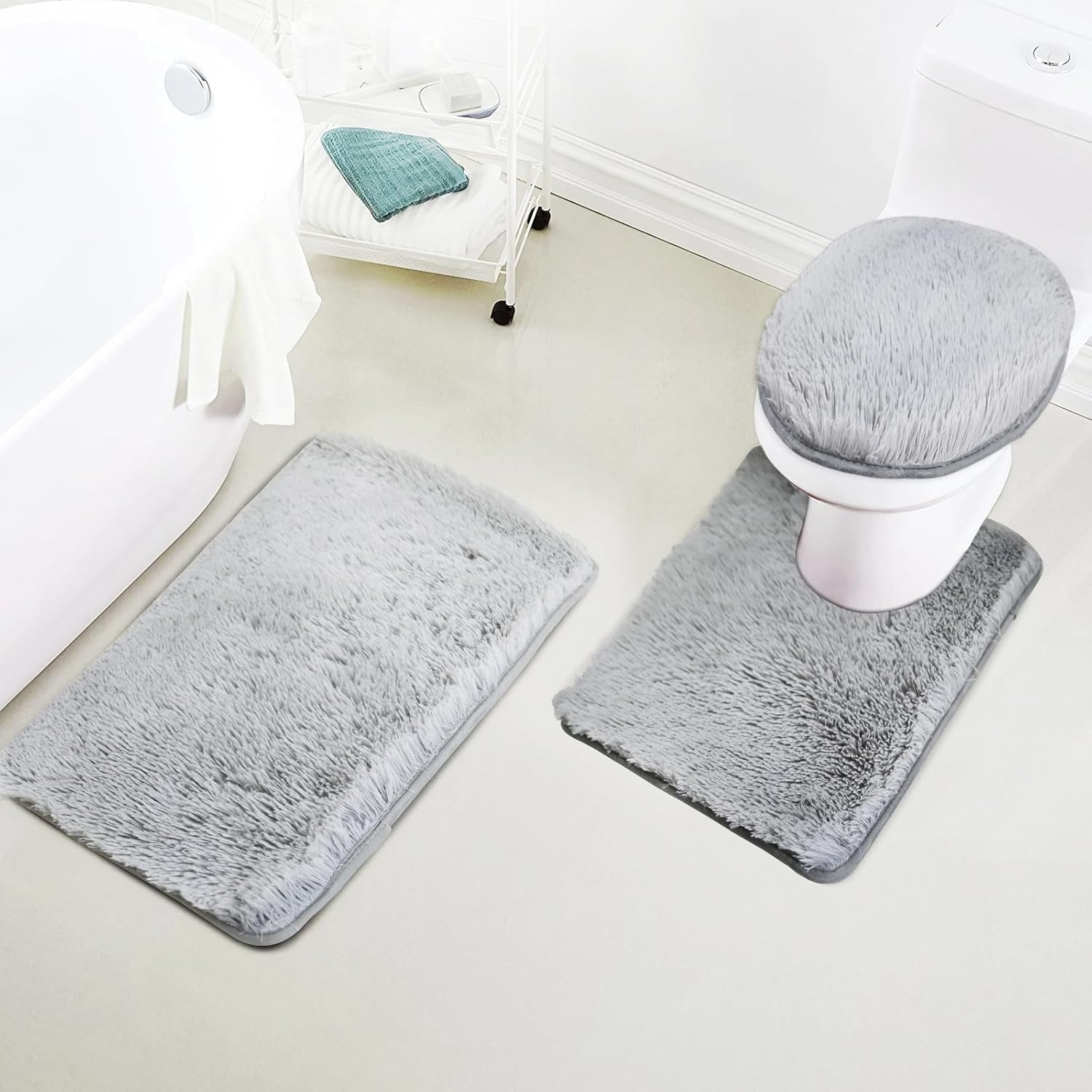 Bathroom Sets with Shower Curtain and Rugs （Waterproof Shower Curtains Bathroom Rugs Toilet Rug Toilet Lid Cover） Shower Curtain Set for Luxury Bathroom Decor
