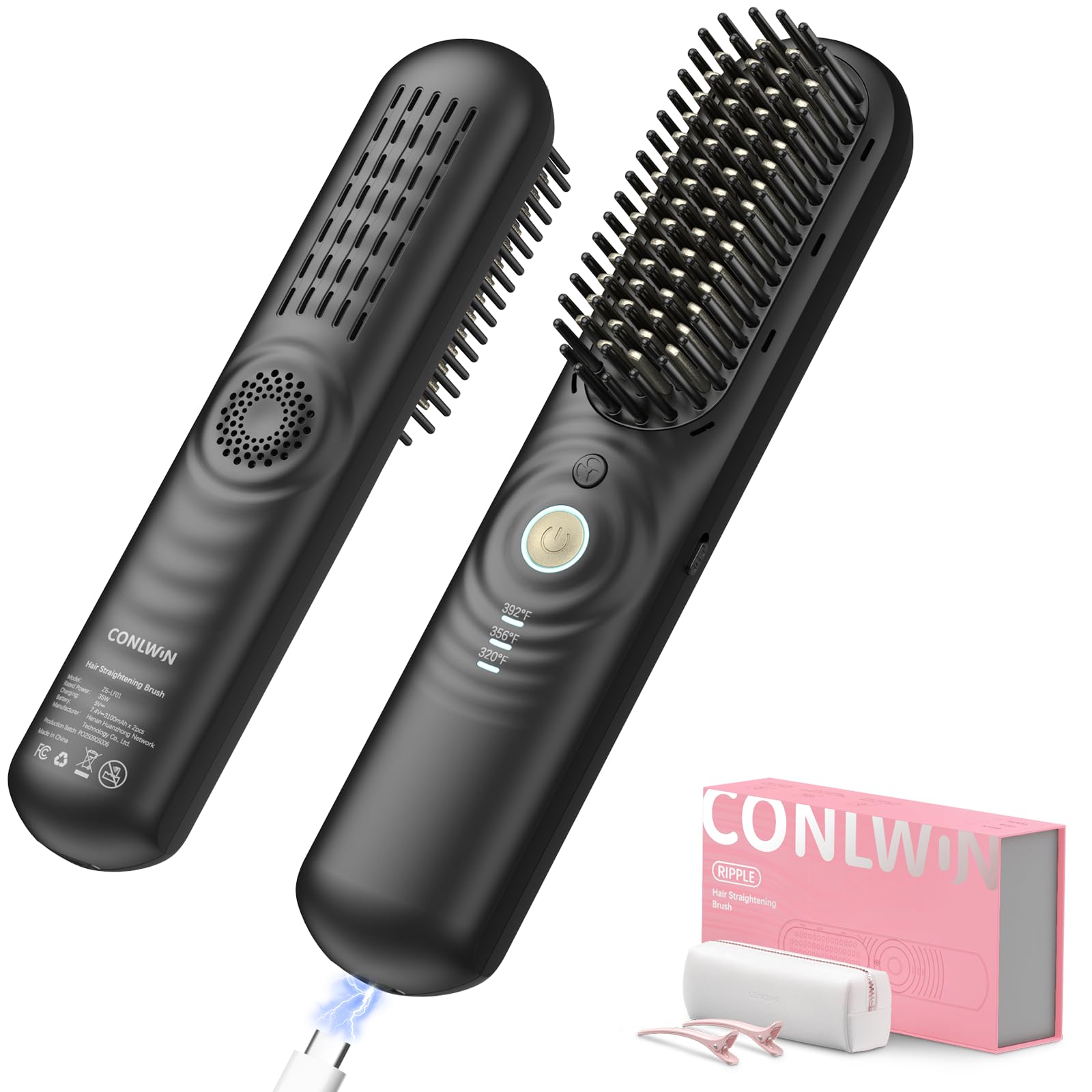 Amazon.com: CONLWIN Cordless Hair Straightener Brush for Travel