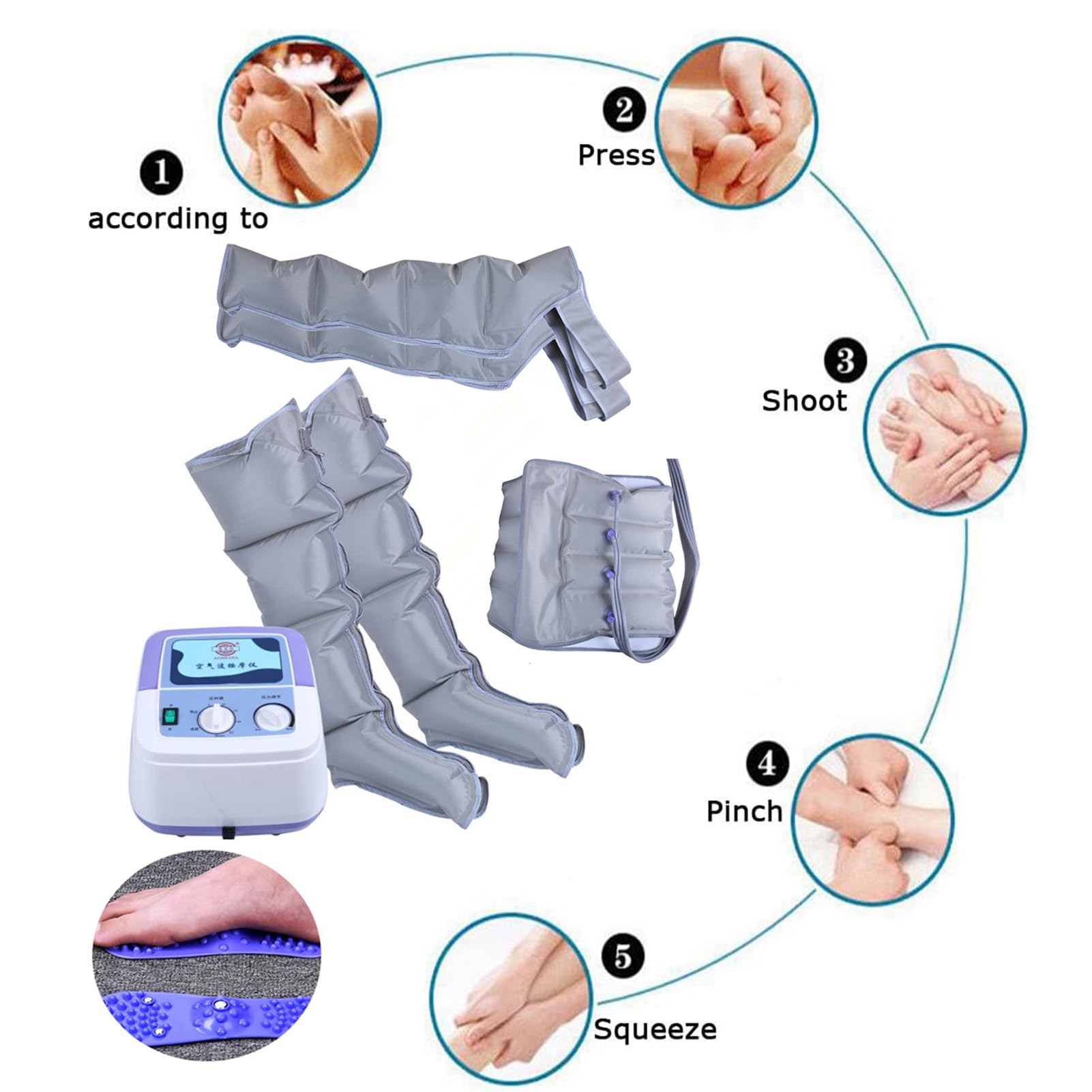 Massaggiatori elettrici per Piedi, Macchina a Pressione d'Aria per Gambe/Braccia/Vita, Corpo a Compressione, per Dolore e circolazione