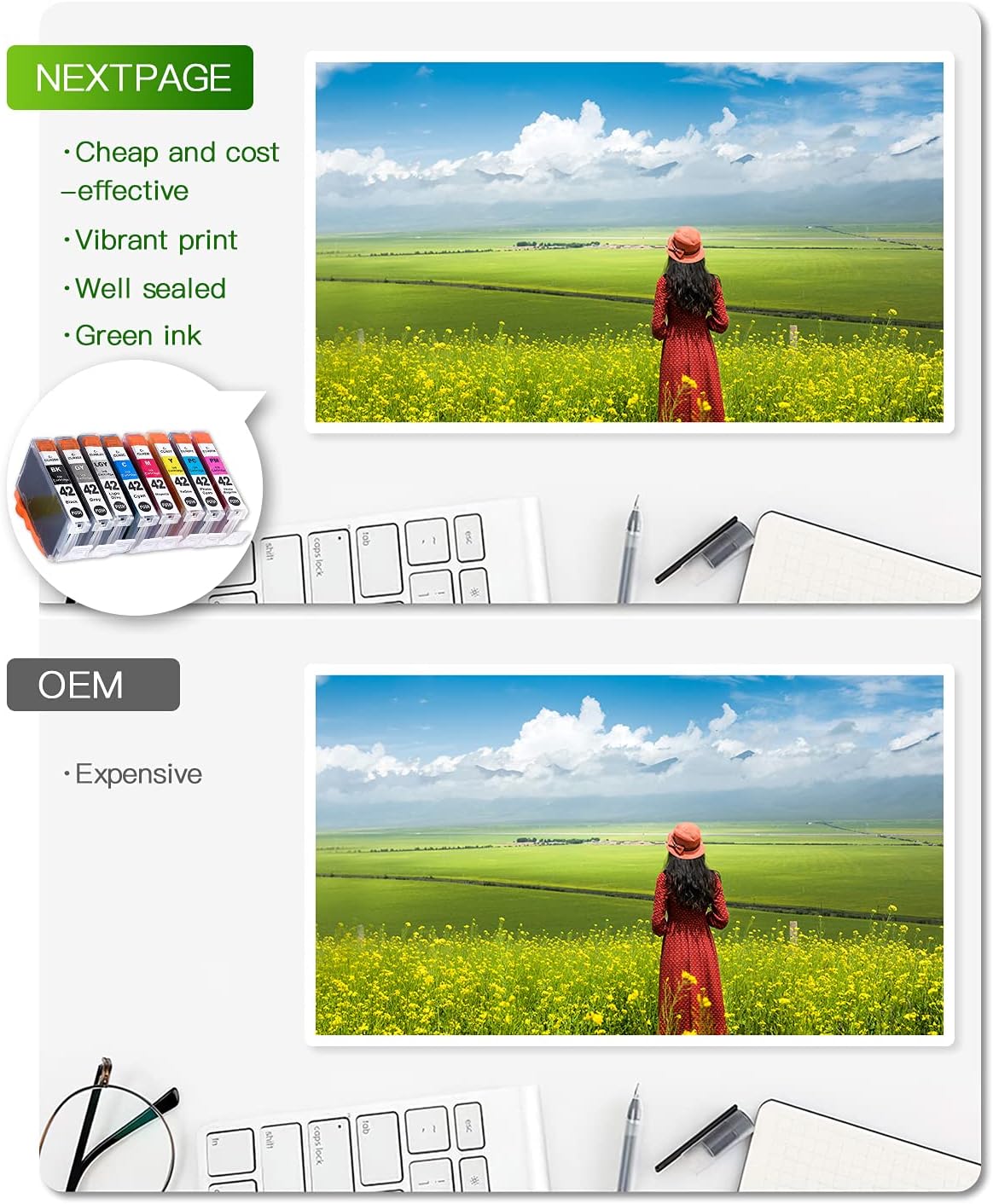 NEXTPAGE CLI42 Ink Cartridges Replacement for Canon CLI 42 CLI-42 Ink Cartridges for Pixma Pro100 Printer(3 Black, 3 Cyan, 3 Grey, 3 Light Grey, 3 Magenta, 3 Yellow, 3 Photo Cyan, 3 Photo Magenta)