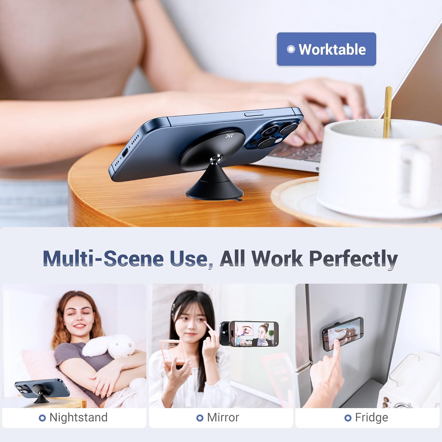 Magnetic Phone Camera Grip Handle with Suction Cup Phone Mount, Magnetic Phone Camera Grip for iPhone 16 15 14 13 12 Series Magsafe Case Android Phones