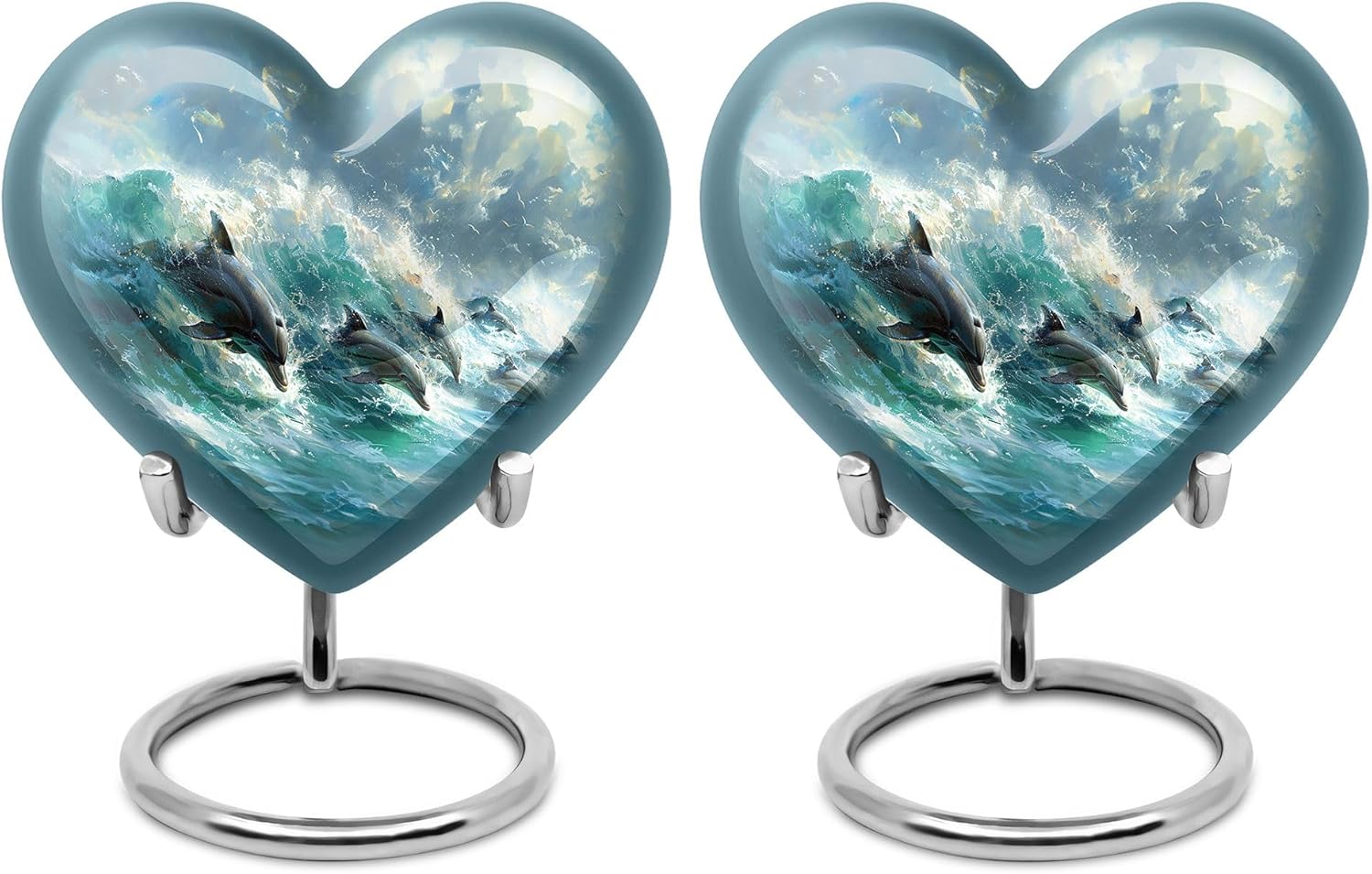 Dolphin Urn for Ashes - Keepsake Heart Urn - Cremains Containers - Cremation Urn Human Ashes - Burial Urns for Adult Human Ashes - (Size - 3 inch Pack of 1)