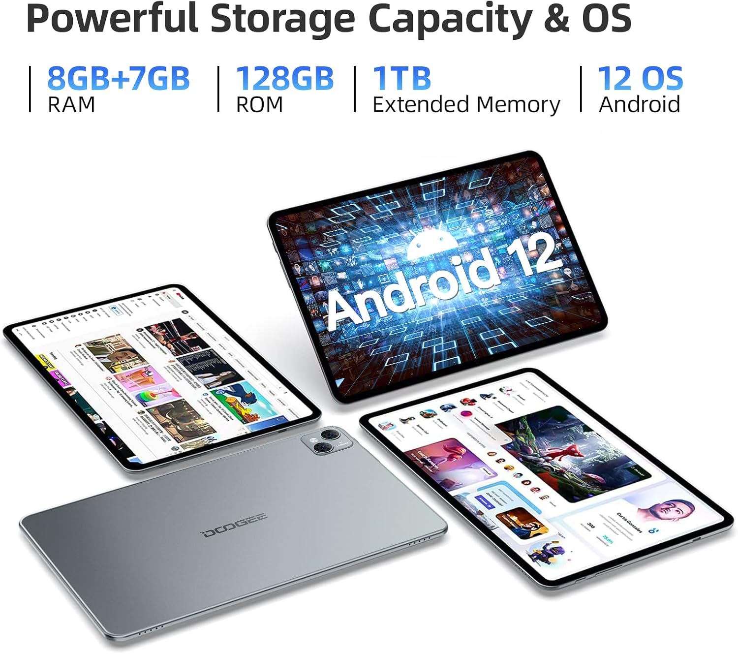 DOOGEE 2023 Newest Tablet T10, 10.1 Inch Android 12 Tablet, 8300mAh Long Lasting Battery, 15GB+128GB/SD 1TB Gaming Tablet PC, FHD+1920 * 1200/4G LTE Dual SIM/13MP+8MP Camera/TUV/Face ID/GPS| Blue