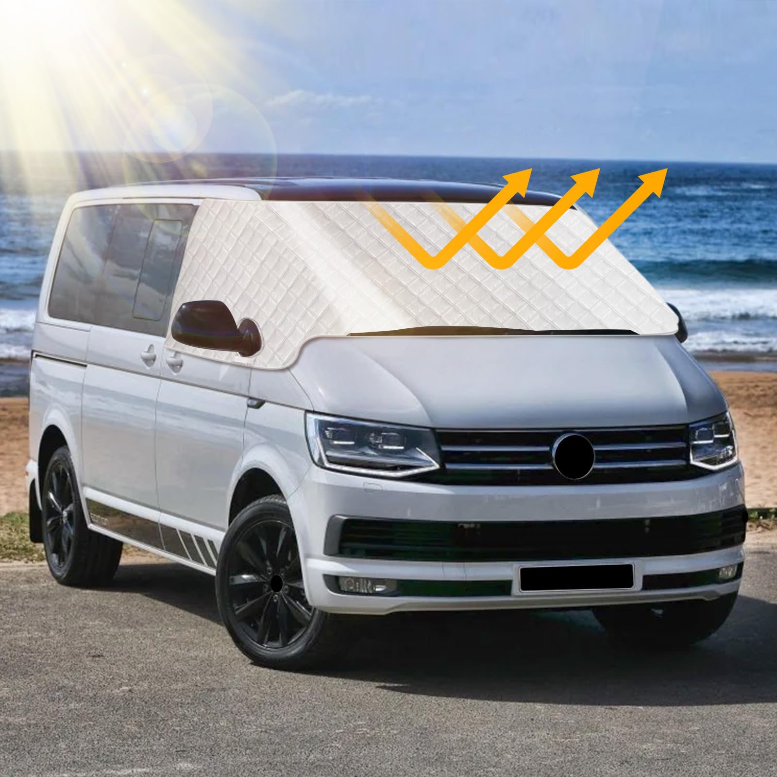 Tenda parasole per parabrezza per VW T6 2015-2024, parasole esterno riflettente a 5 strati, copertura protettiva anti-UV/antigelo/antighiaccio/antipolvere per VW T6 2015-2024