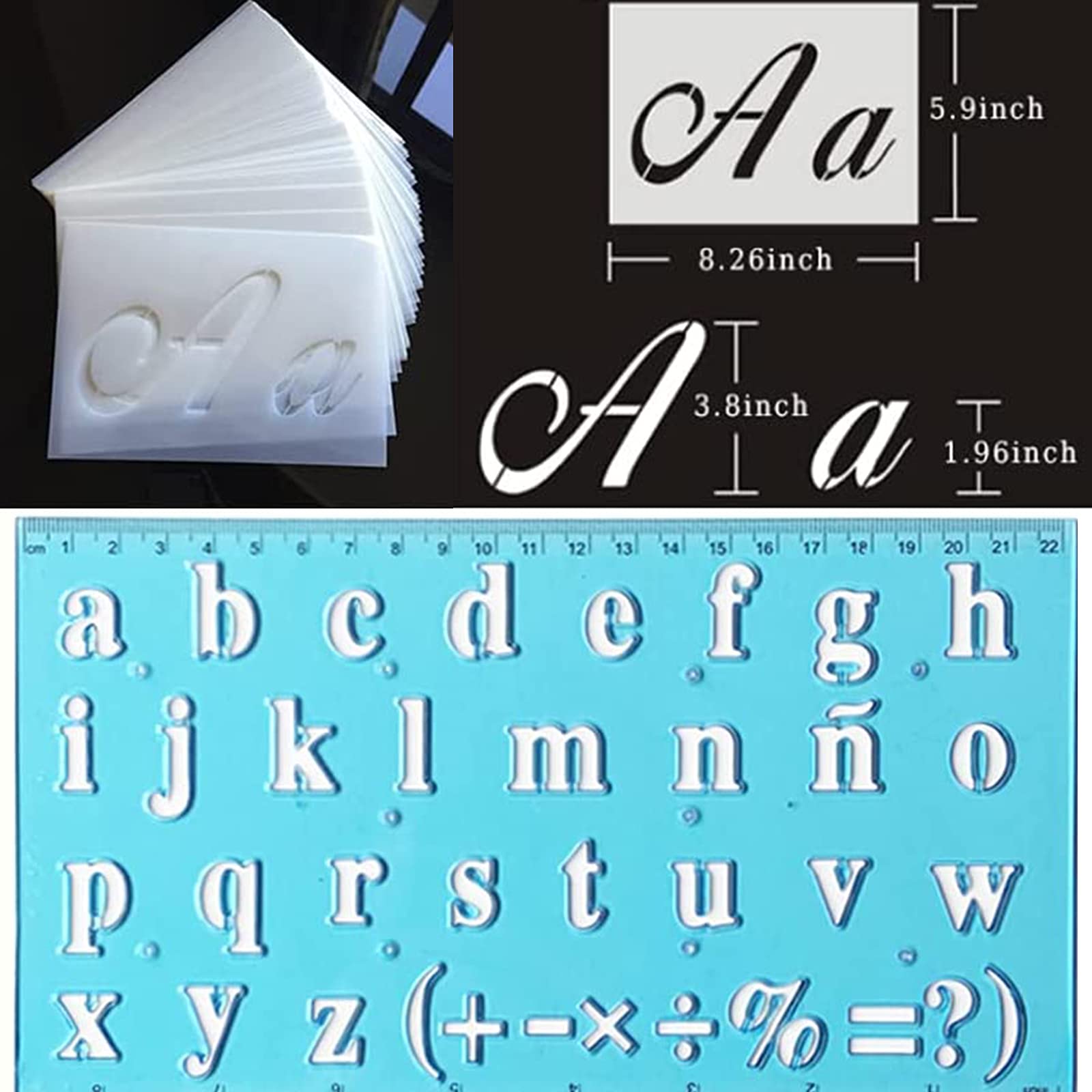 42 Pcs of Letter Stencils for Painting on Woodwith calligraphic Font