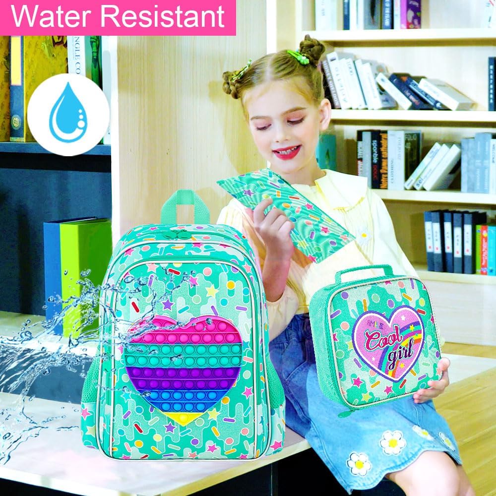 WZLVO Kids Backpack for Girls,Unicorn Mermaid Prechool Elementary Kindergarten School Bookbag and Lunch Box