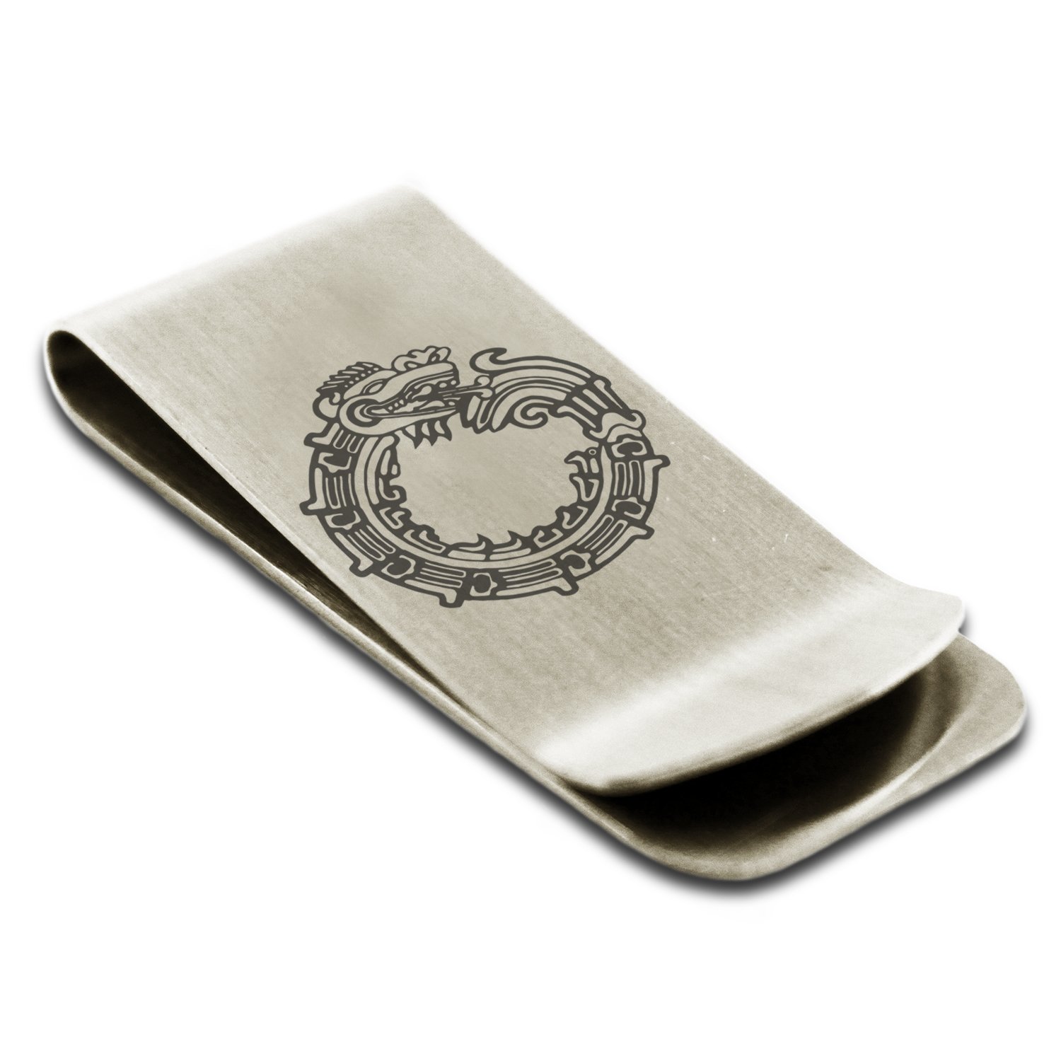 Tioneer Stainless Steel Aztec Ouroboros Serpent Rune Symbol Money Clip Credit Card Holder
