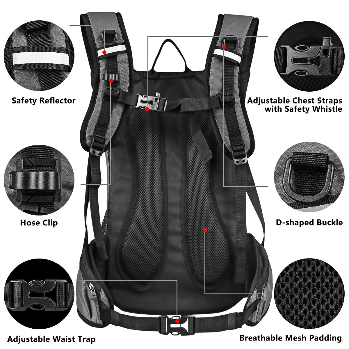 Zaino per idratazione, isolato termico, con sacca da 2 l, senza BPA, a prova di perdite, ideale per corsa, ciclismo, trekking, arrampicata, mantiene i liquidi freschi fino a 4 ore
