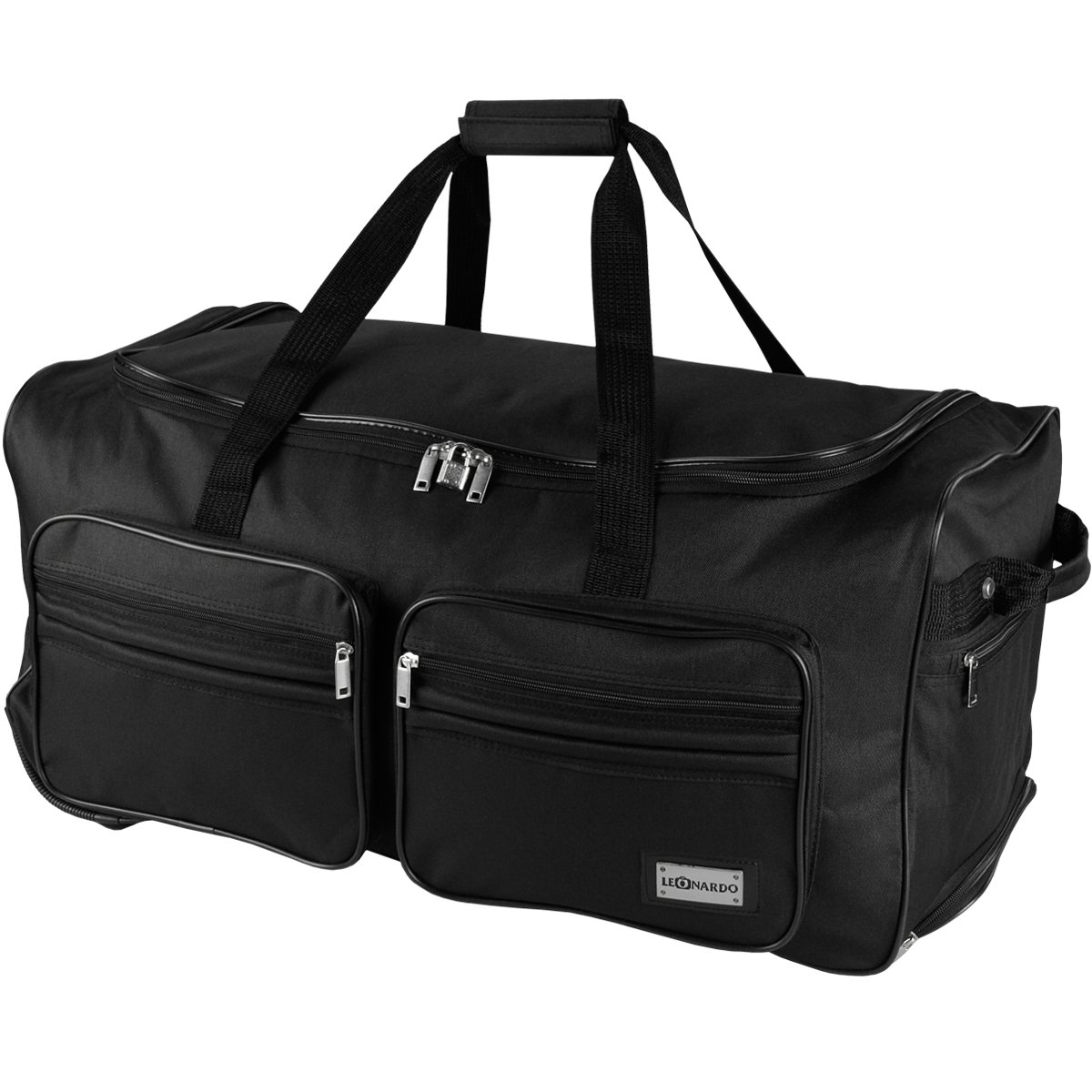 Leonardo® Sac de Voyage à roulettes XXL | 132 L Sac de Sport | Sac á Bagage Grande | Sac de Voyage Pliable pour Homme & Femme | Solide & Léger, Design Sportif | 81,5x39x41,5 cm | Noir