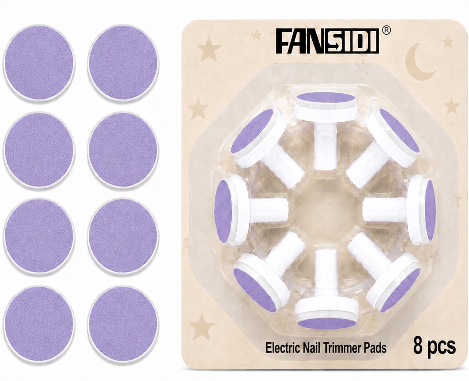 Fansidi Elektrische Baby Nagelfeile Ersatzpads | Kompatibel mit FANSIDI Nagelschneidern, Sicher + Einfache Pflege, Trimmen und Nagelfeilen für Nagelpflege, Geeignet für 6-12 Monate, Lila