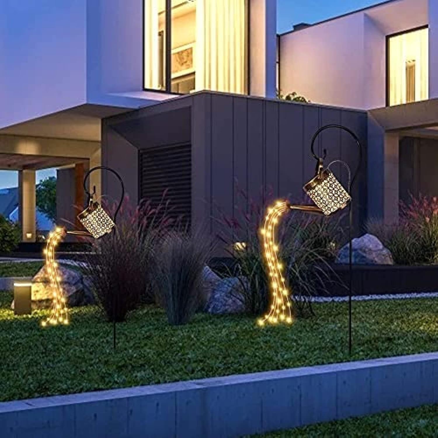 Luces Led Solares para Jardín, Luces Decorativas para Jardín Impermeables para Exteriores, Luces De Cadena para Regadera, Luces De Cadena para Regadera De Ducha, Luces Solares para Regadera