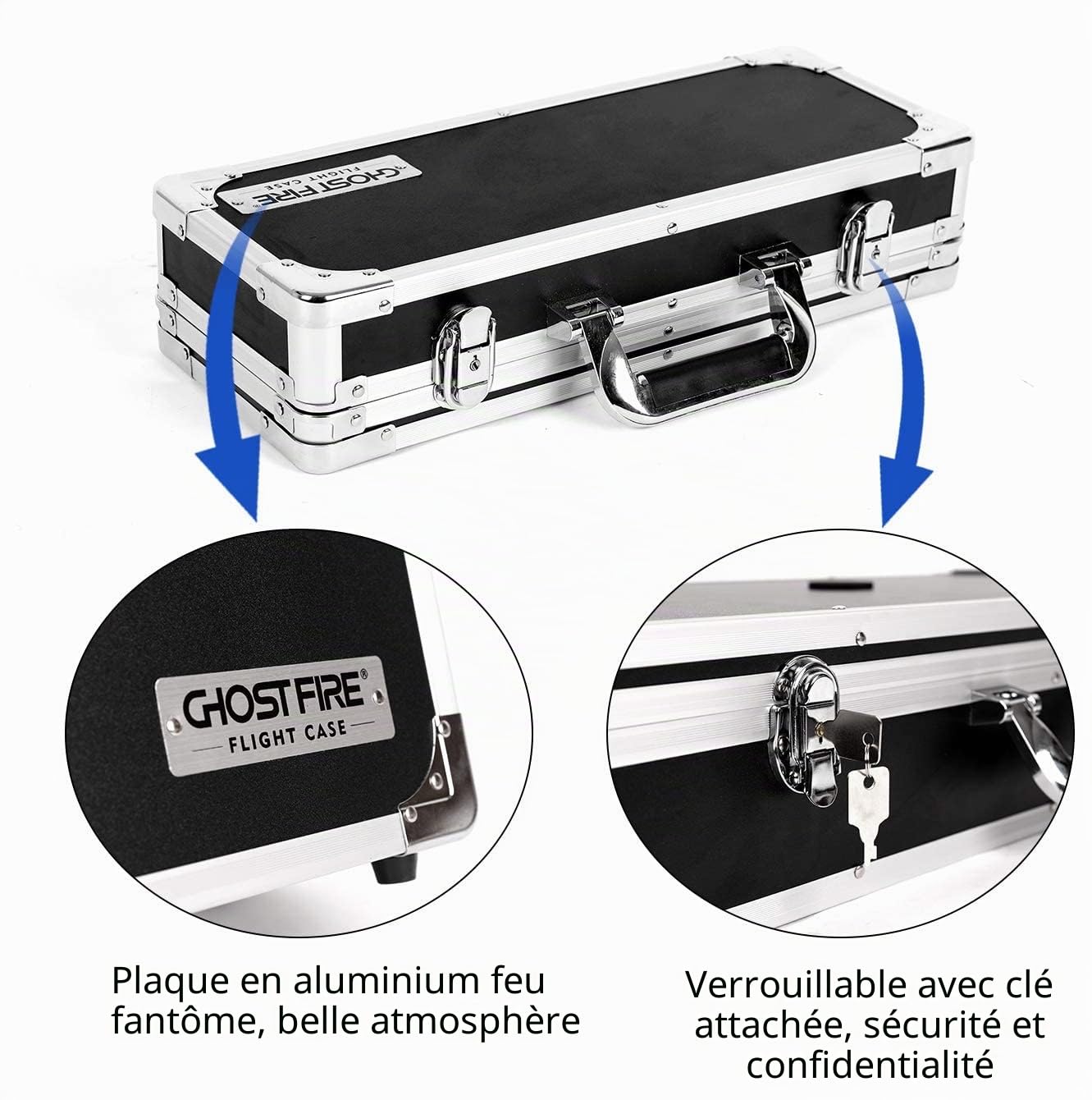 Ghost Fire T-EC4 Étui pour pédale de guitare multi-effets 42,9 x 14 x 7,1 cm, avec fixation de pédale de montage, verrouillage robuste en aluminium