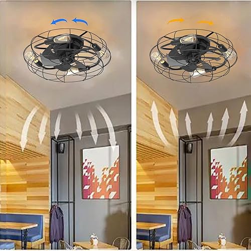 Miniatura 6 de Ventilador de techo de jaula con luz ventilador de techo interior con control remoto aplicable a cocina dormitorio sala de estar comedor 20 pulgadas