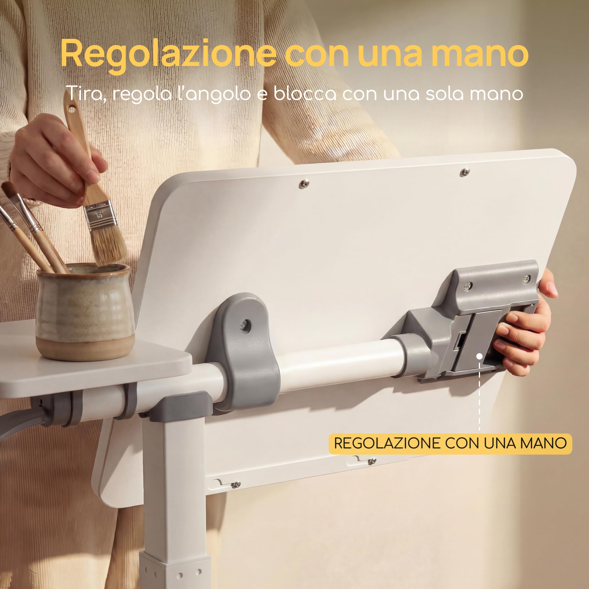 Viviendo Tavolino da Letto con Ruote, Bianco, Regolabile in Altezza 68–108 cm con Pistone a Gas, Tavolo per Laptop con Piano Inclinabile, Tavolino Servitore per Letto, Divano e Ufficio, 70 x 40 cm