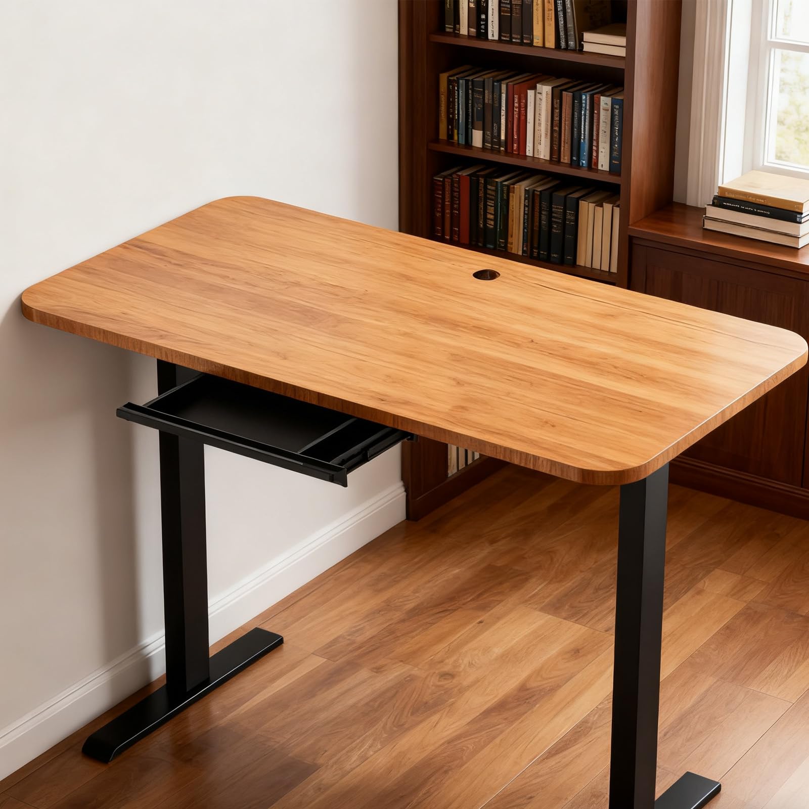Generisch Organizer per cassetti sotto la scrivania, 52 cm di lunghezza, estraibile, con divisori a scomparsa, cassetto nascosto per ufficio, casa, scuola, nero