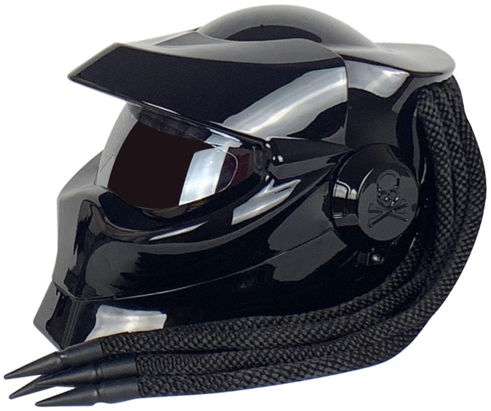 Casco Integral Motocicleta Trenzas Y Luces De Advertencia Aprobado por ECE Casco Moto Integrado para Adultos Carreras Ciclomotores Todoterreno para Hombre Mujere