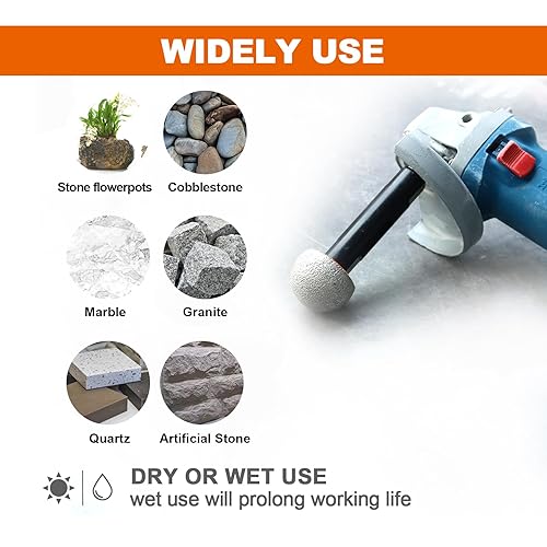 Miniatura 3 de BRSCHNITT - Broca de diamante esférico para molienda de diamante para macetas de piedra, adoquines, granito, mármol, molienda de diamante, cortador