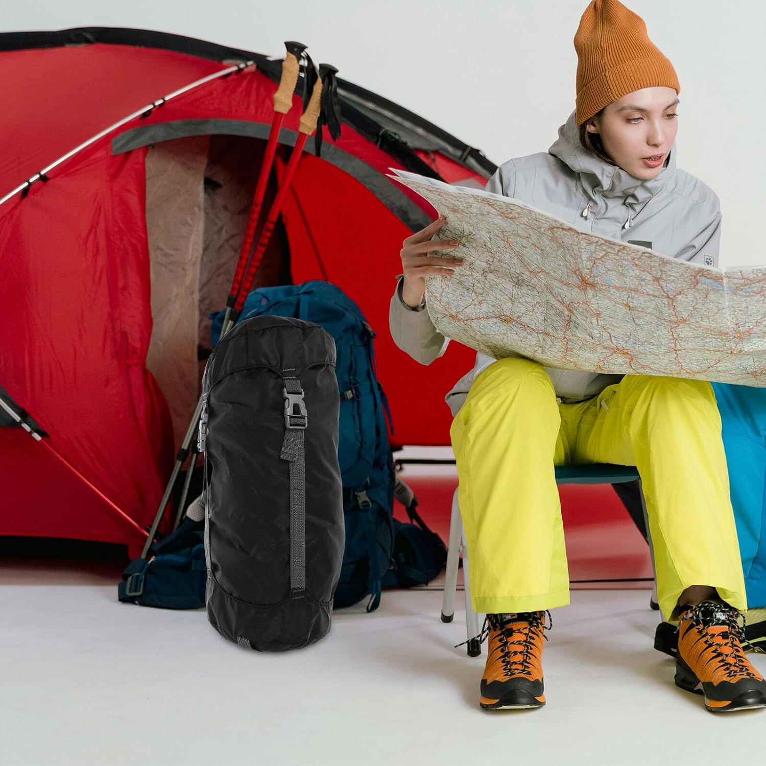 Water-resistant Compression Stuff Sack with Drawstring Lightweight Storage Bag for Camping Hiking Backpacking Outdoor Travel Gear Organizer