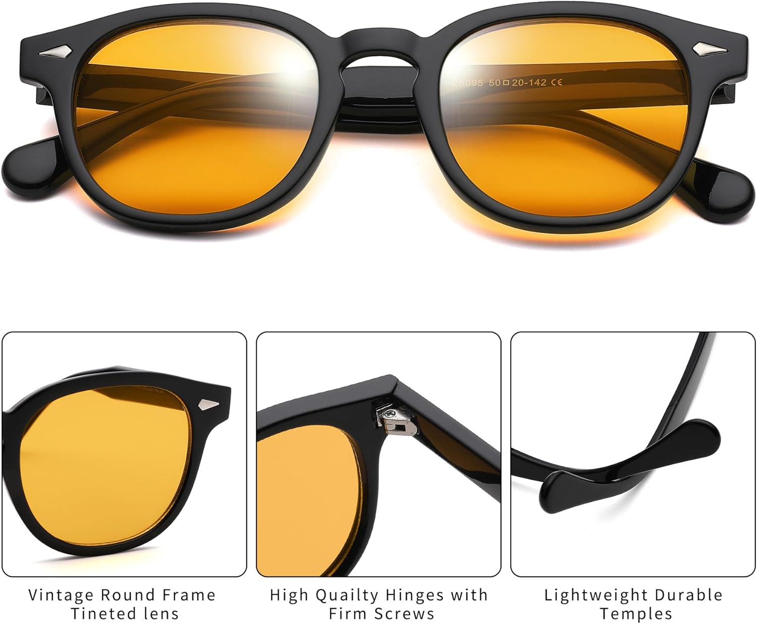 GLARDEFE Retro Round Sunglasses For Men Women - Vintage Circle Tinted Sun Glasses - Image 3