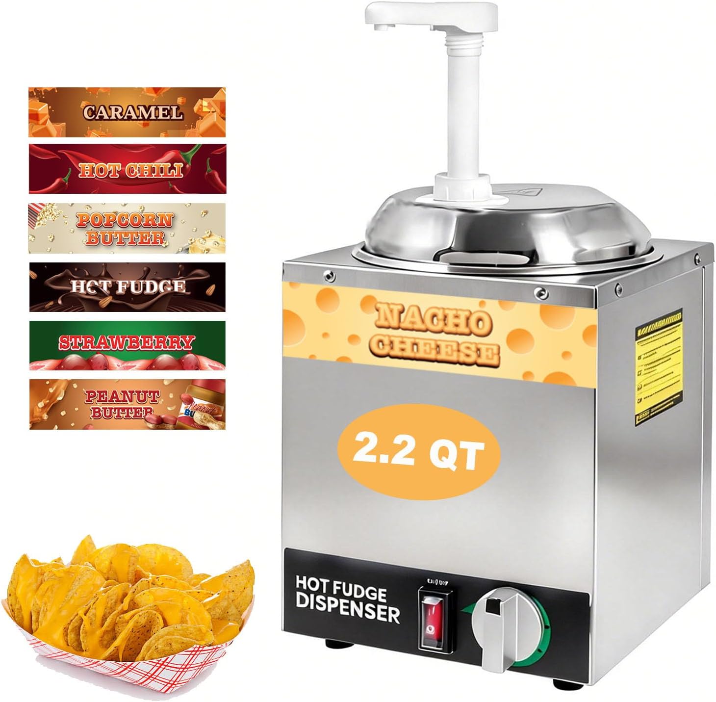 Nacho Cheese Dispenser with Pump Warmer - Stainless Steel