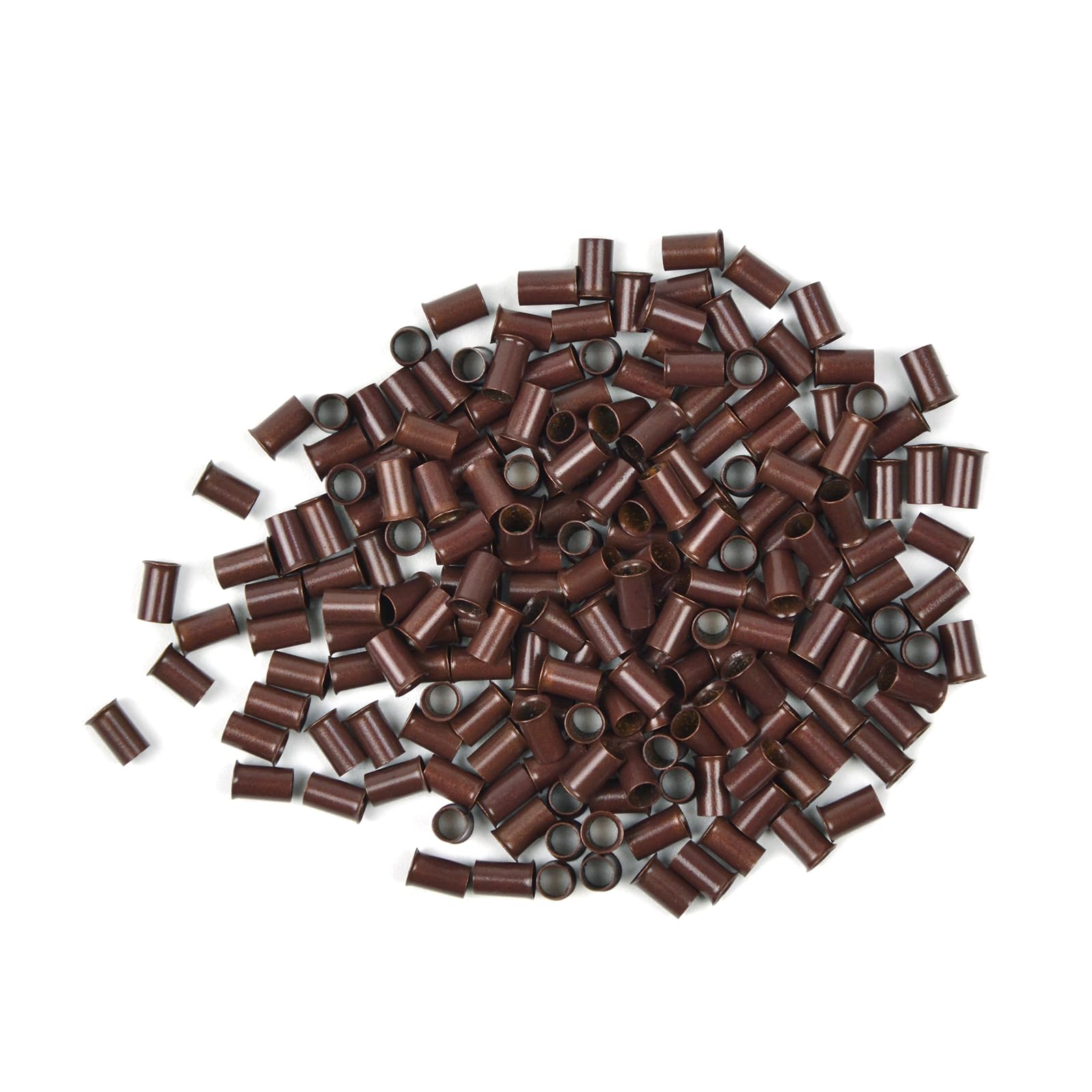 YTBYT 200 Pcs 3.4 mm Micro Link Ring Copper Tubes Beads Non-Silicone Micro Link Beads for I-Tip Hair Extensions (Brown)