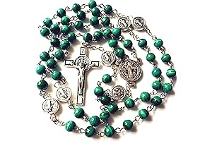 Rosary Necklace with Sacred St. Benedict Crucifix - Elegant Statement of Faith