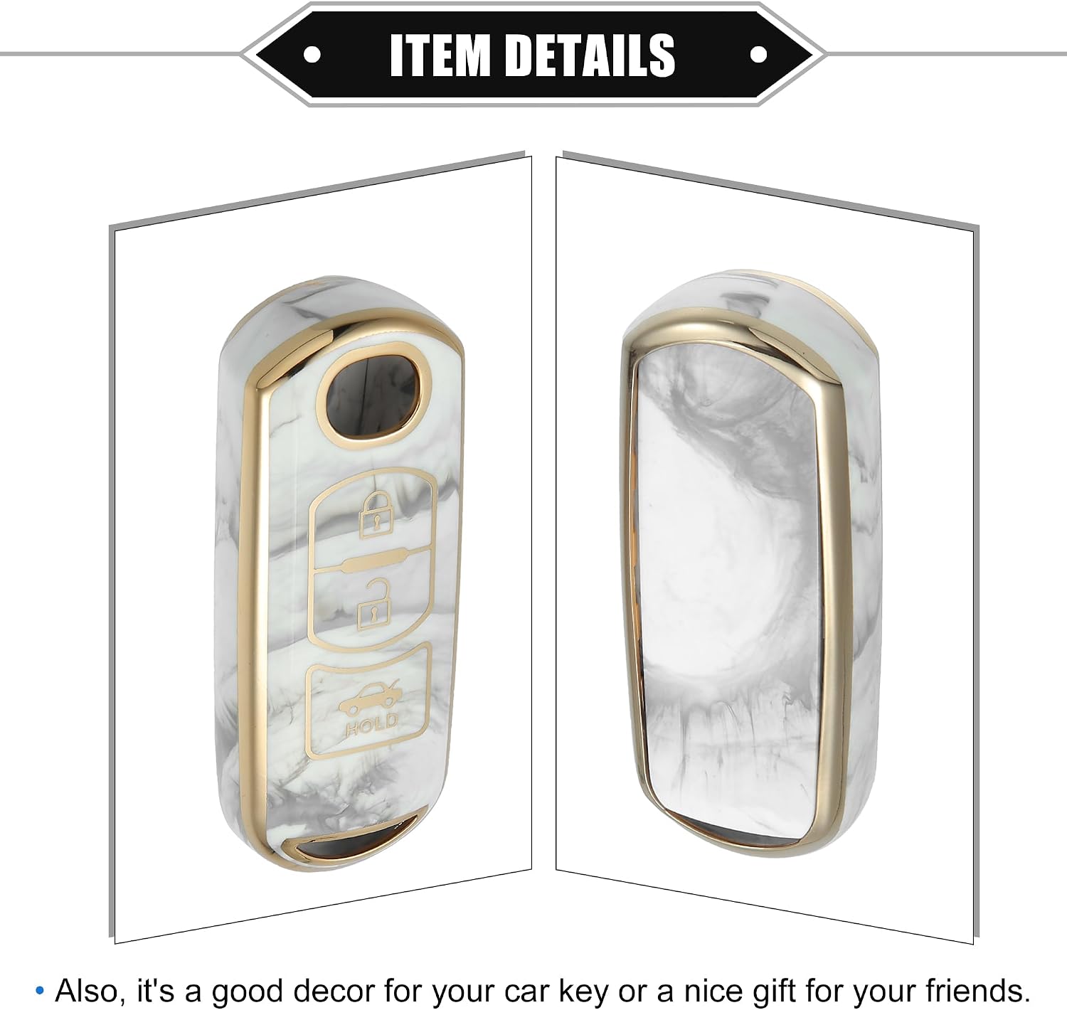Key Fob Cover Compatible for Mazda CX-3 CX-4, 3 Button Porcelain Pattern Fashion Soft TPU Gray Remote Keyless Smart Key Fob Case Protection Shell image 5
