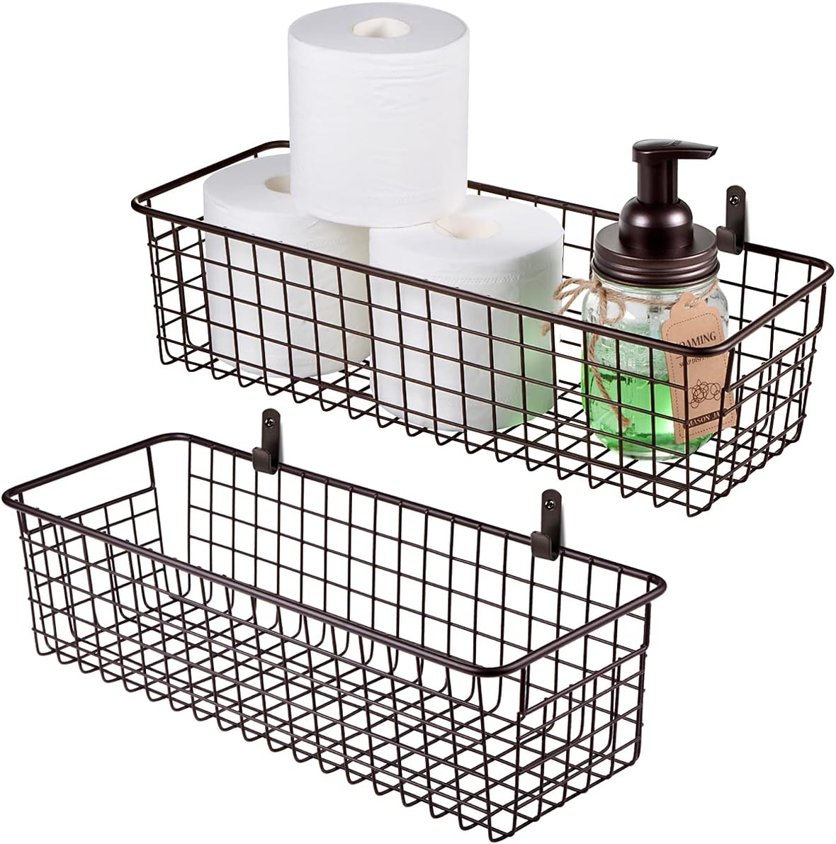 SheeChung Wire Storage Baskets, Metal Toilet Paper Basket Holder, Bronze
