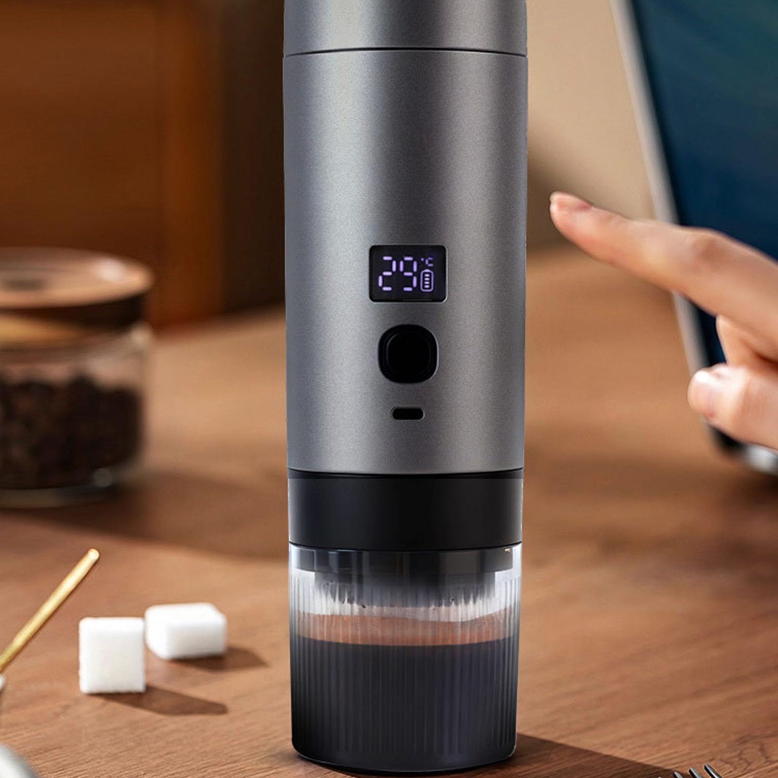 Caffettiera Portatile Adatta Ai Viaggi Riscaldamento Rapido Modalità di Estrazione 3 in 1 per Campeggio, PC, 72 W
