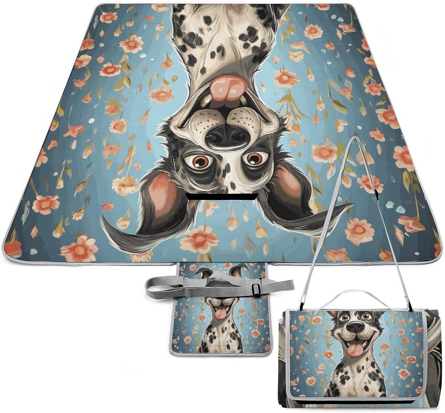 Outdoor Picnic Blanket Extra Large Beach Blanket Waterproof Picnic Mat Fun Dogs Camping Blanket Portable with Carry Strap Park Blanket for Grass Camping Park
