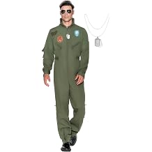 Spooktacular Creations Men&rsquo;s Fighter Pilot Jumpsuit Adult, Pilot Costume Men with Accessory for Halloween