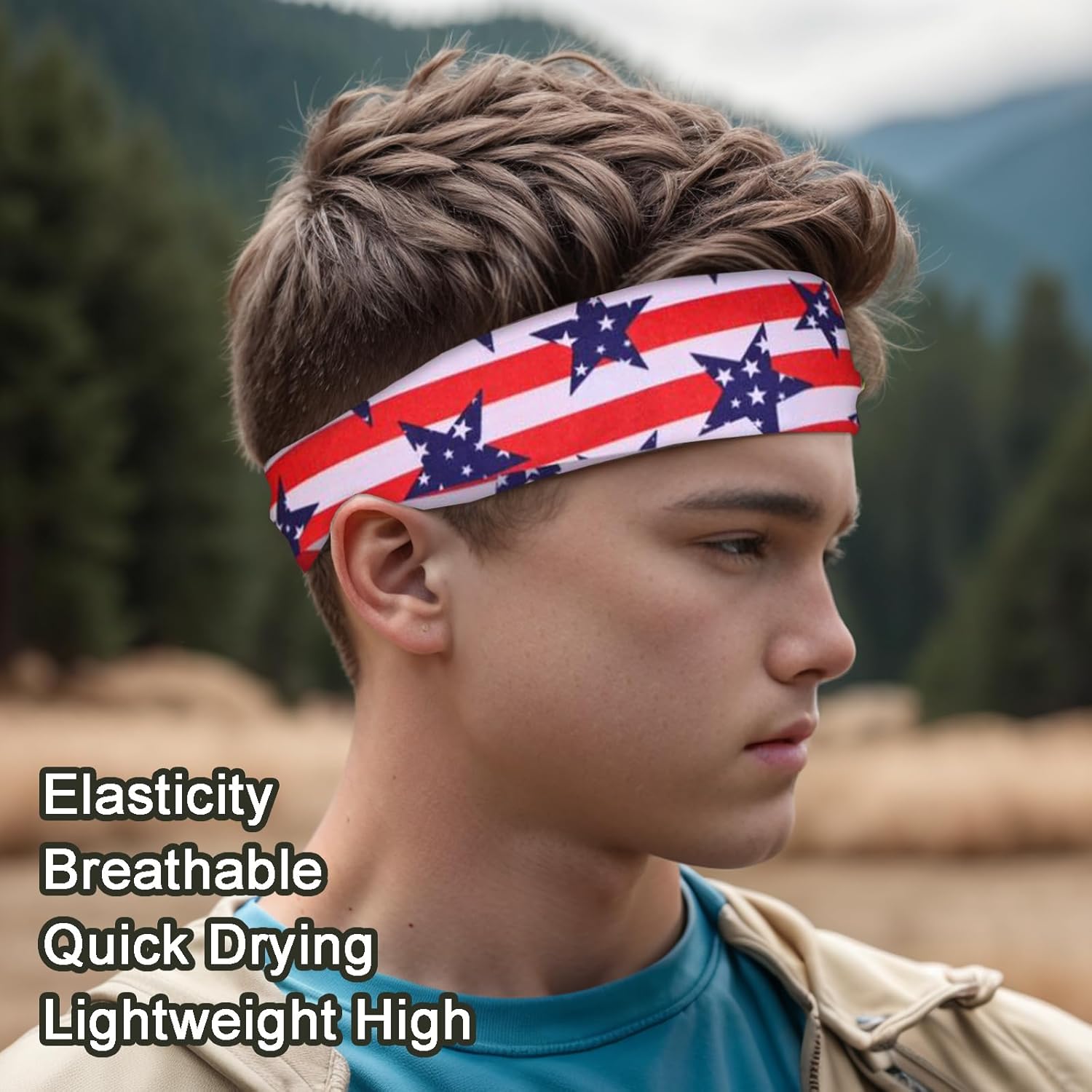 Sports Headband for Men 9 Pack Sweat Headbands for Men Running Workout Headbands Wide Sweatband Mens Stretchy Headband for Running Cycling Football Basketball Yoga - Image 6