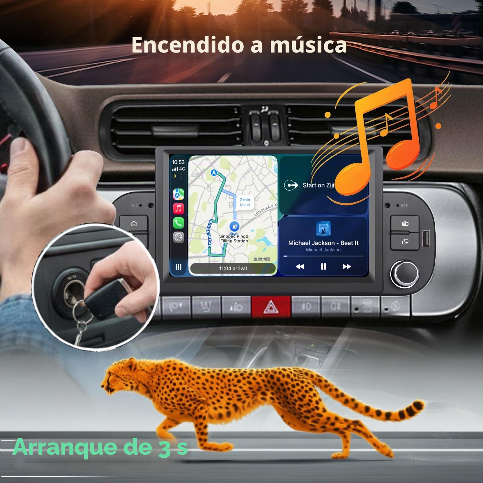 Radio de Coche Linux para Fiat Panda 2013-2025 con CarPlay inalámbrico y Android Auto, Arranque en 2 Segundos, Controles físicos, Sonido de Calidad OEM, Puerto ISO Plug & Play