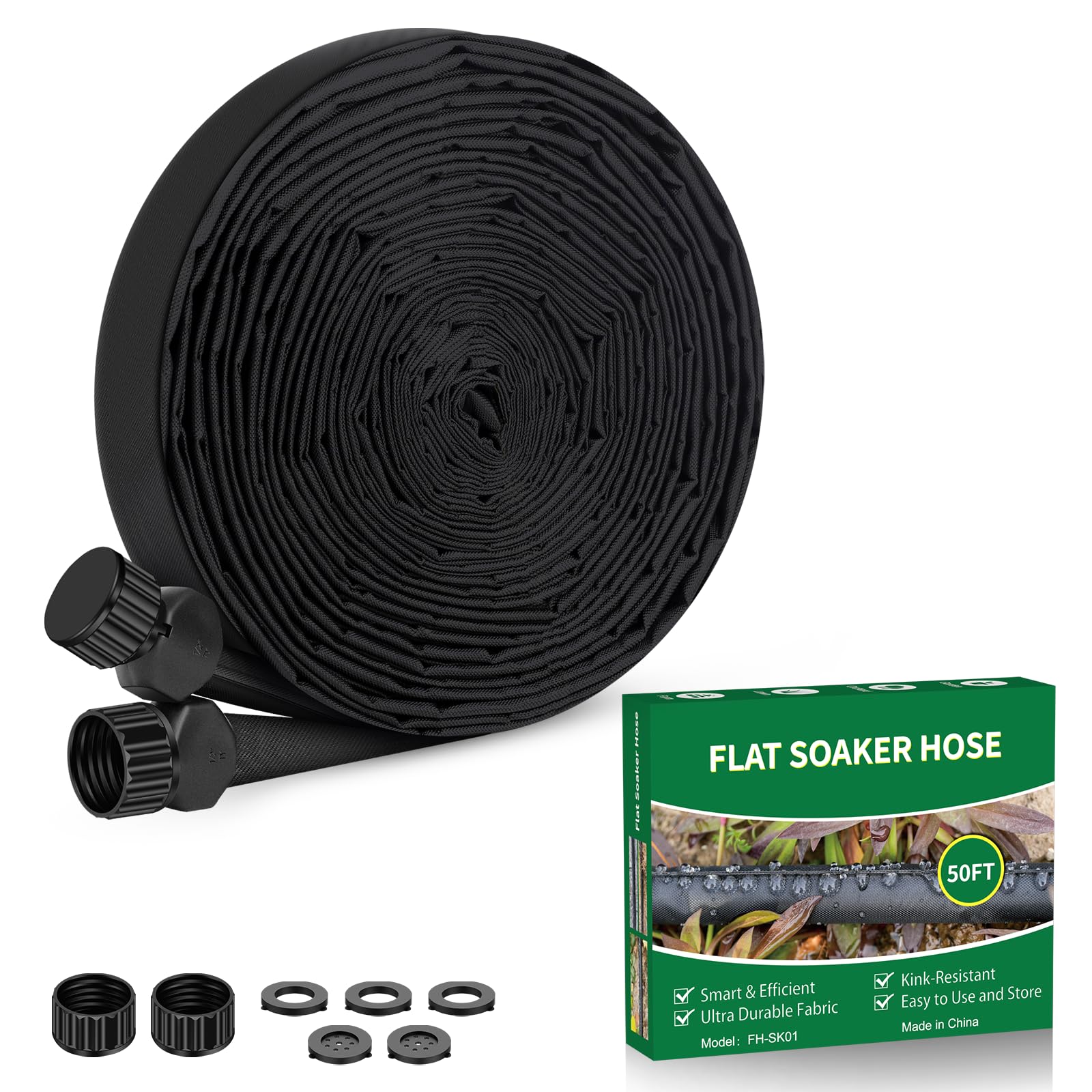 Garden Hose 50 ft, Leakproof Design Soaker Hose, Water Hose With Drip Irrigation System, 1/2 Linkable Consistent Drip Irrigation Hoses, Save 80% of Water for Garden, Farm, Orchard Plantation