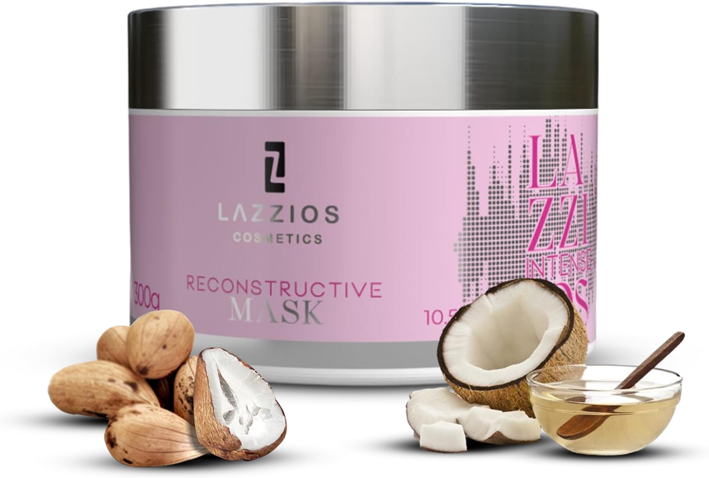 Lazzios Intense Hair Mask – Deep Conditioning & Repairing Hair Mask for Dry Damaged Hair – Hydrating Formula with Caviar, Keratin & Murumuru Butter – Professional Hair Treatment Mask – 300 g