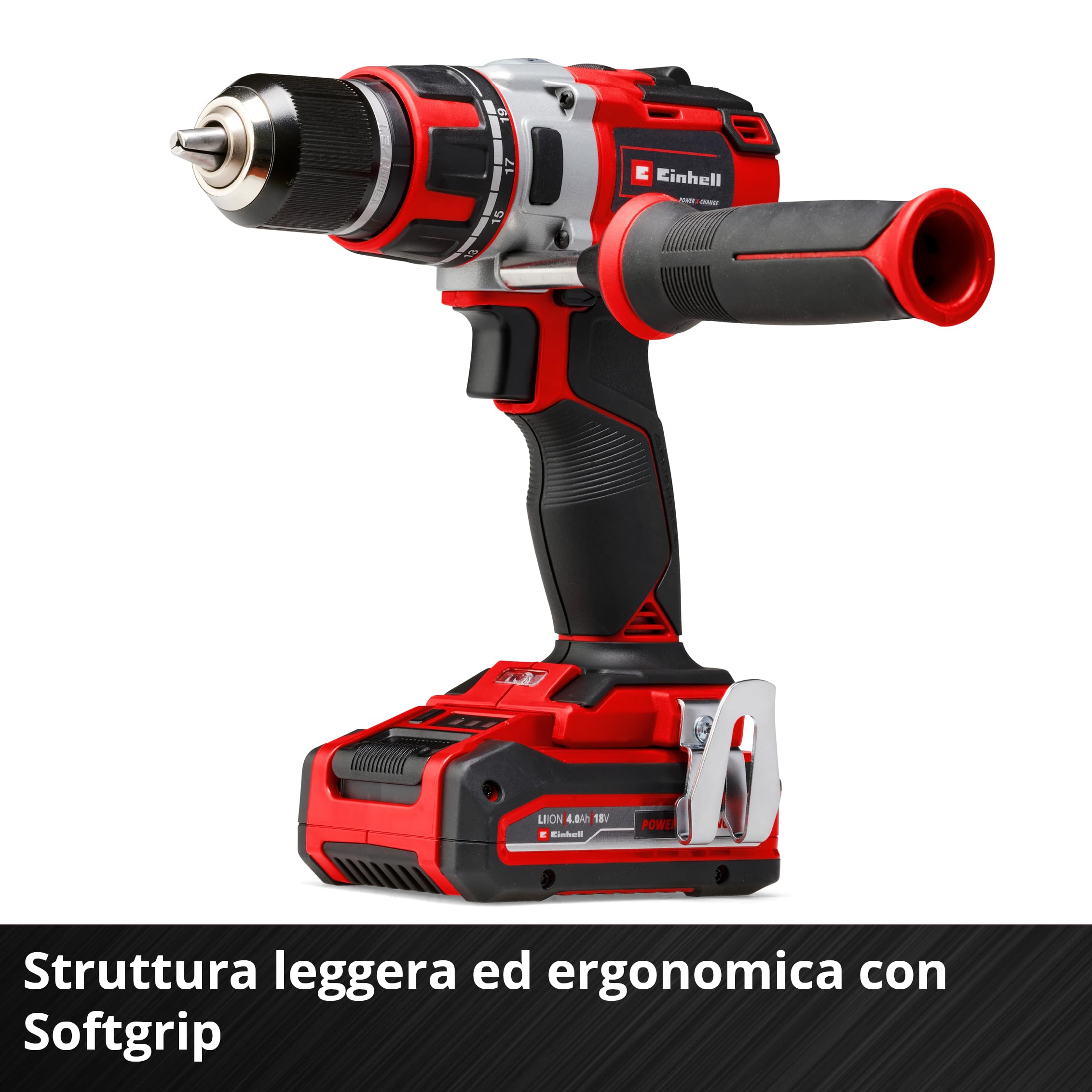 Trapano avvitatore a batteria Einhell Professional TP-CD 18/80 Li BL-Solo Power X-Change (18 V, brushless, 80 Nm, mandrino 13 mm, 2 velocità, 19 livelli di coppia, punta, senza batteria)