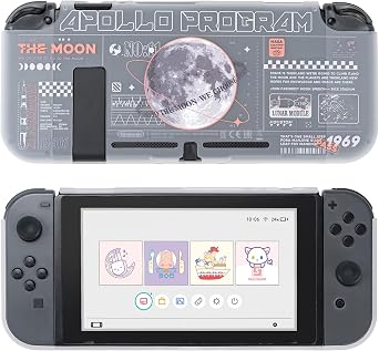 GeekShare Hard Protective Case for Switch Anti-Scratch Slim Cover Case Transparent Integrated Protective Shell Compatible with Switch and Joy Con Controller- Moonshot Series