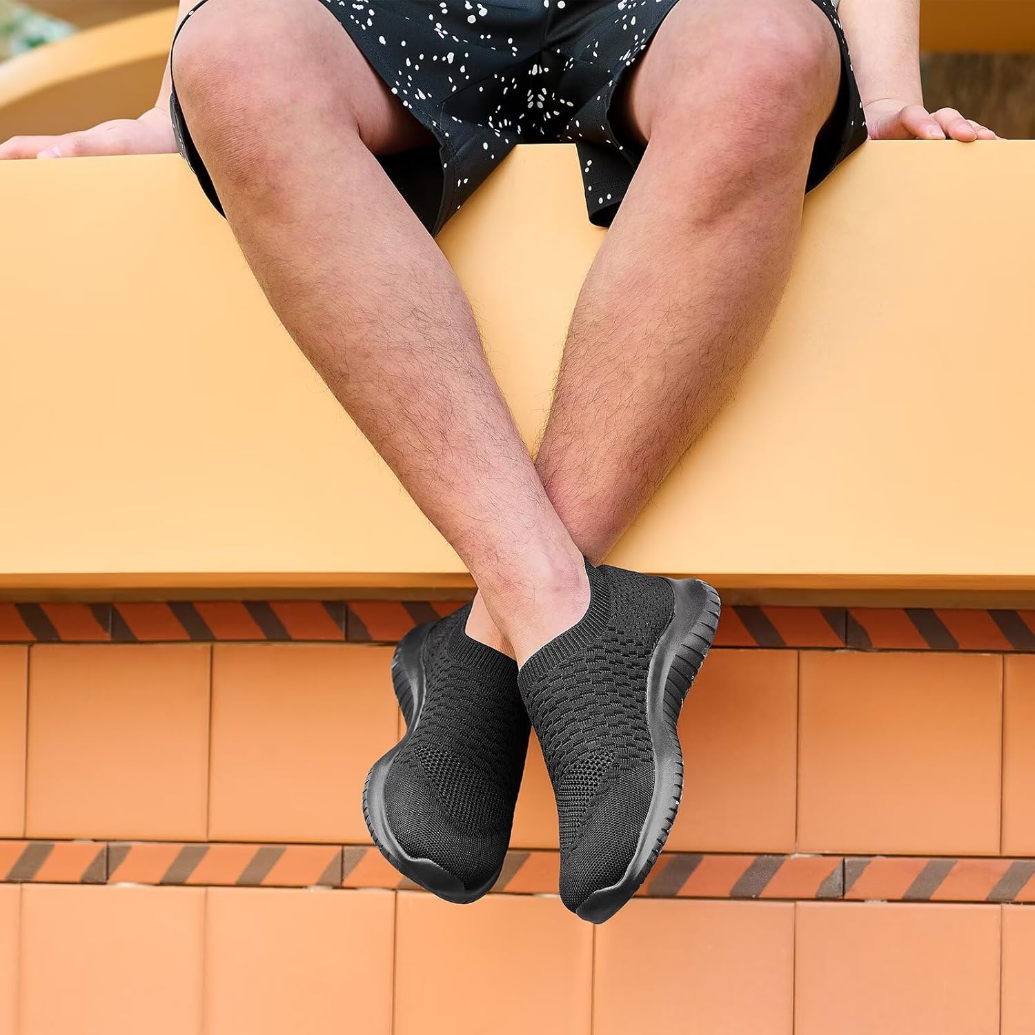 konhill Men's Athletic Walking Shoes - Lightweight Casual Knit Slip on Sneakers - Image 2