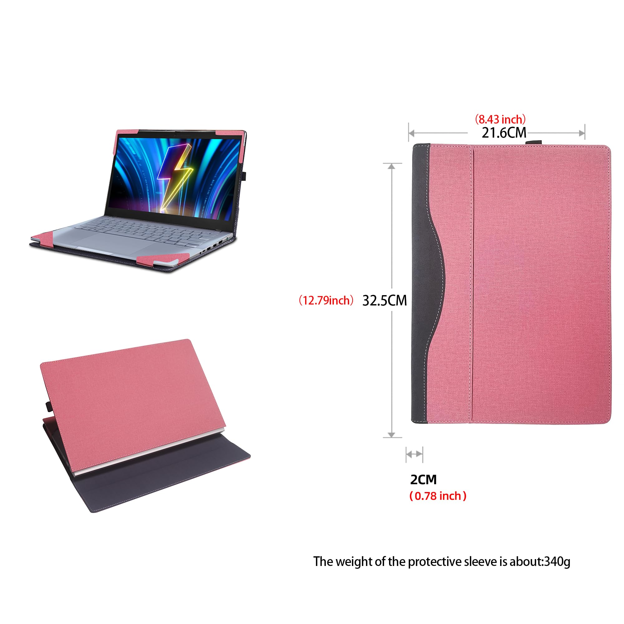 Alapmk Protective Case For ASUS Vivobook Go 14 Flip, Dell XPS 14 9440, HP ProBook/EliteBook 14" Laptops - PU Leather Sleeve - View #3