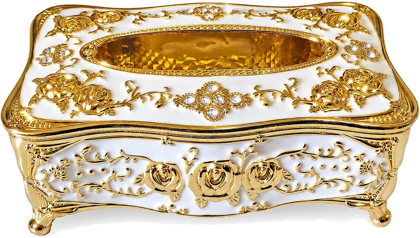 Luxury Rococo Style Rhinestone Tissue Box Cover Acrylic for Bathroom Vanity