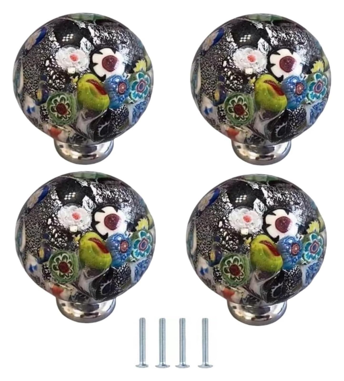 ENmrfvkz Ceramic Cupboard Drawer Handle Knobs, Ceramic Cabinet Knobs Round Flower 4 Pack Glazed Multicolor Multiple Sizes(41 * 55mm)