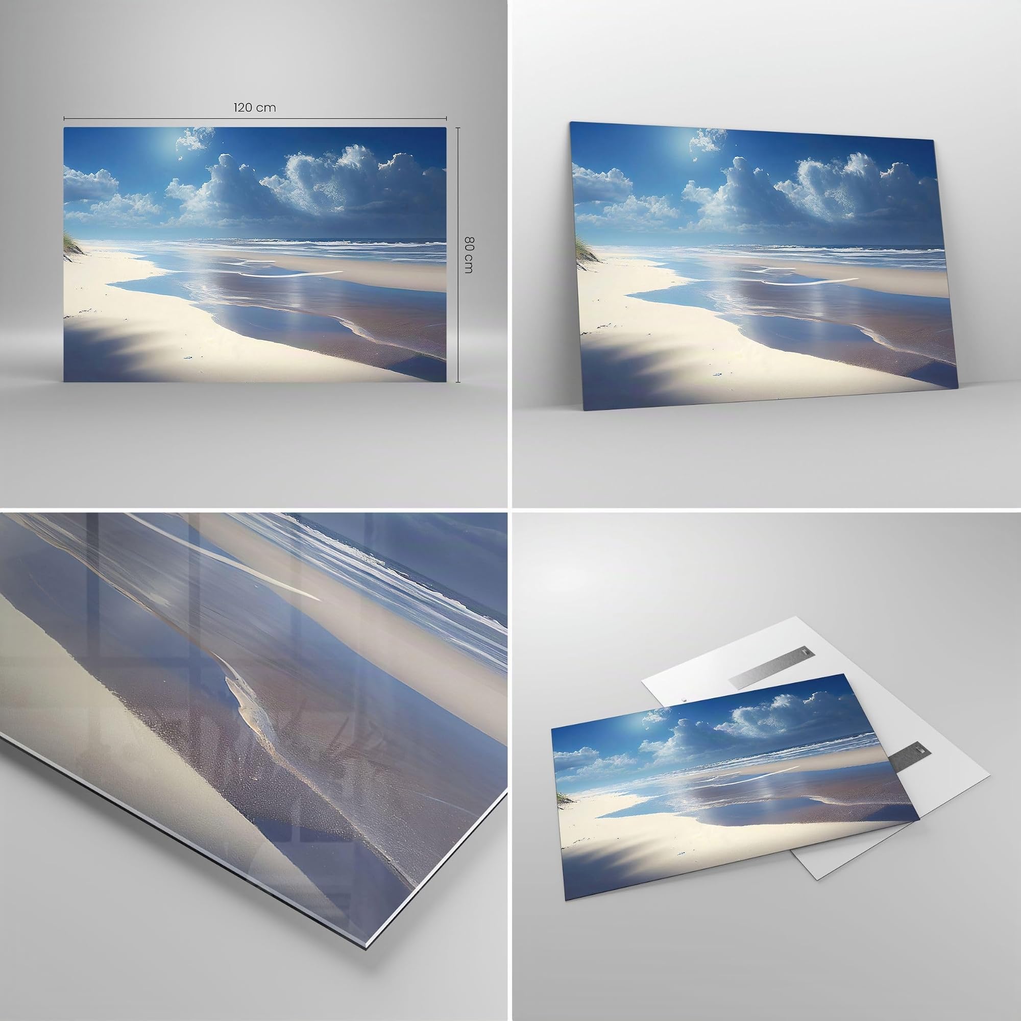 ARTTOR Vidrio Decorativo 120x80cm Moderno Horizontal Paisajes Marino - 5789 | Playa Océano Vacaciones Cuadro sobre Vidrio Grande Arte mural Dormitorio Cuadros de Pared Impresión en Cristal ARTTOR