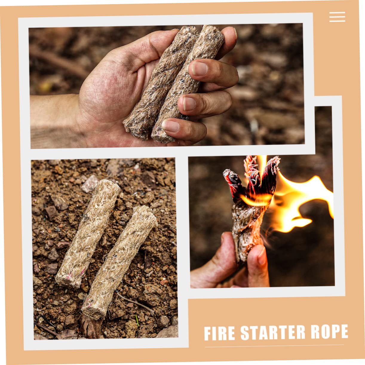 VANZACK 4Pcs Fire Rope Igniters Professional Flint Fire Starter for Camping Outdoor Cooking and Emergency Situations Lightweight Safe and Easy to Use