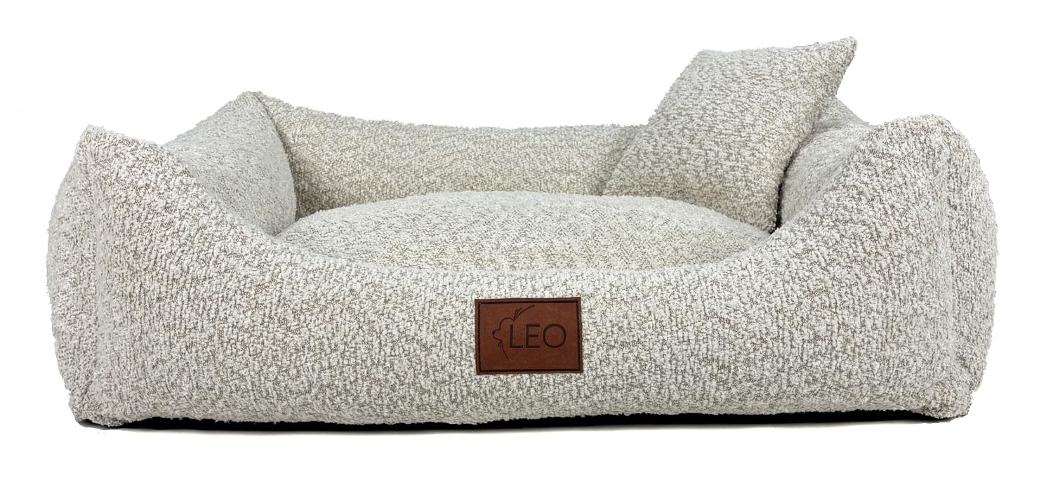 Sofa Boucle Hundebett Hundekissen Hundesofa. Bezug abnehmbar waschbar. (Creme, L 100x80)